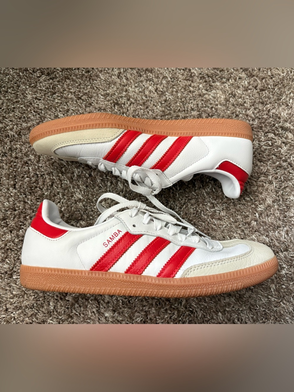 Adidas red and white Samba sneakers ladies size 8 - Picture 4 of 9